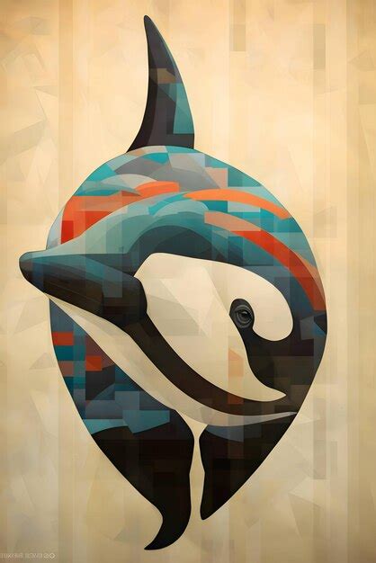 Premium Photo | Vector illustration of a stylized dolphin head on a grunge background