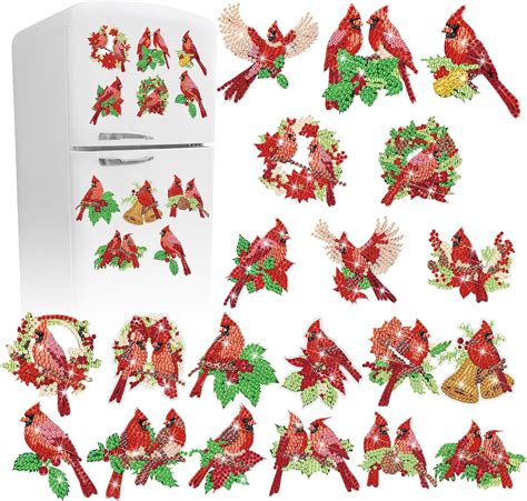 Copkim 20 Pcs Christmas Diamond Painting Magnets Red