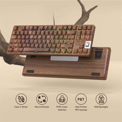 Jual Womier F87 Walnut Hot Swap Mechanical Keyboard Gasket RGB Backlit Gaming Keyboard Wired