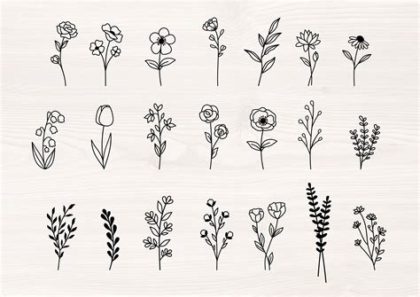 Wild Flowers Bundle SVG PNG Files For Cutting Machines Etsy Canada