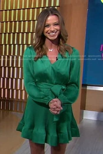 Wornontv Cheryl Scotts Green Tie Waist Dress On Good Morning America Clothes And Wardrobe