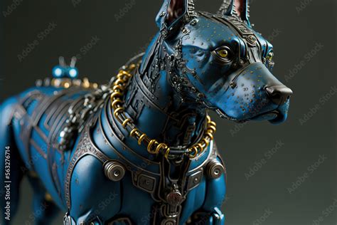 Portrait Of A Robot Dog Cyborg Dog Futuristic Knight Mechanical