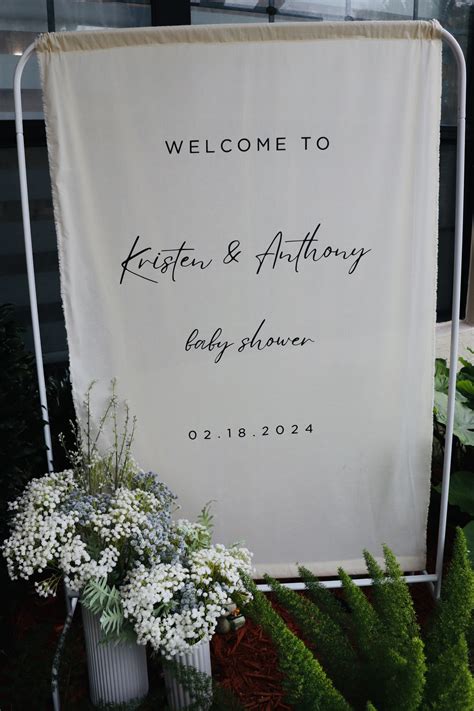 Baby Shower Linen Welcome Sign Wedding Linen Welcome Sign Linen