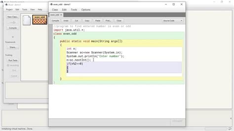 Bluej Environment Java Programming For Class 9 Icse Identify The Number As Even Or Odd Youtube