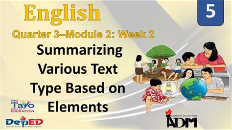 English 5 Quarter 3 Module 2 Week 2 Summarizing Various Text Type Based On Elements Youtube