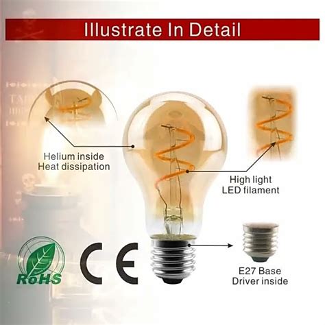 E14 E27 Retro Led Spiral Filament Light Bulb 4w Warm Yellow 220v C35 A60 T45 St64 T185 T225 G80