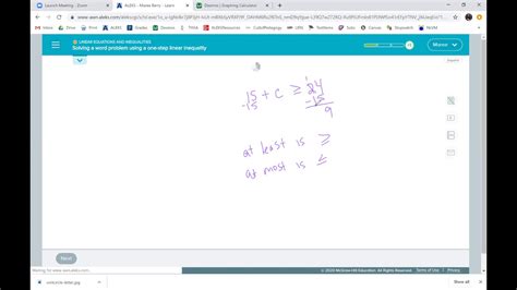 Solving A Word Problem Using A One Step Linear Inequality Youtube