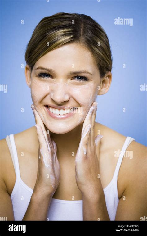 Woman Washing Face Stock Photo Alamy