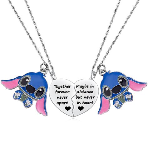 Best Friend Stitch Necklace Friendship Matching Heart Necklace For 2 Lilo And Stitch Stuff