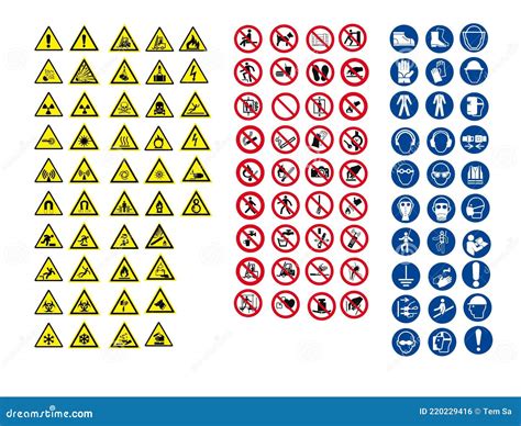 Iso 7010 Sign Warning Set Symbol Safety Stock Vector Illustration Of