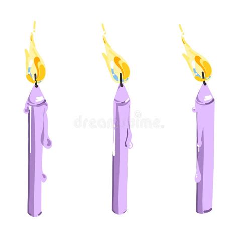 Candles Set Birthday Cake Candle Collection Violet Vintage Cartoon