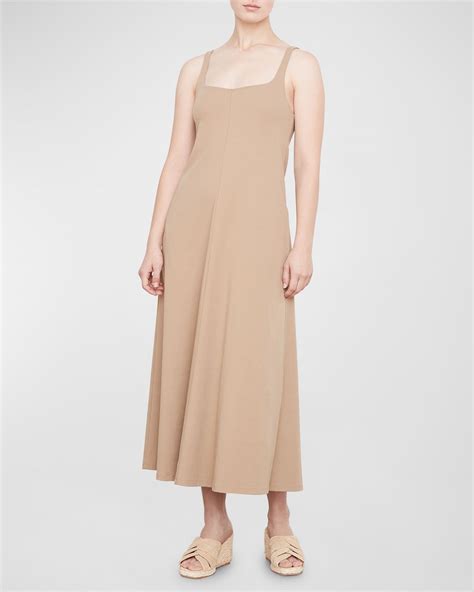 Vince Paneled Sleeveless Scoop Neck Midi Dress Neiman Marcus