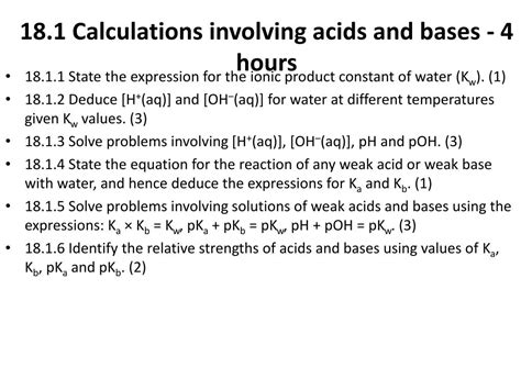 Ppt Topic Hl Acids Bases Calcs Involving Acids And Bases