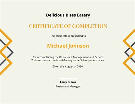 Restaurant Experience Certificate Template Edit Online And Download