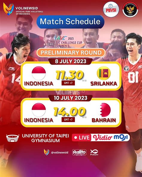 Volinesia On Twitter Jadwal Timnas Voli Putra Di AVC Challenge Cup