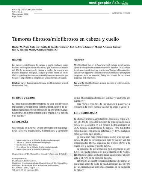 PDF Tumores Fibrosos Miofibrosos En Cabeza Y PDF FileRev Hosp Gral