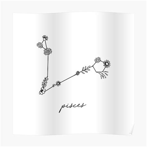 Pisces Zodiac Wildflower Constellation Poster For Sale By Aterkaderk