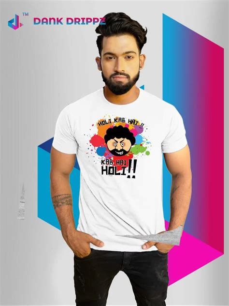 Round White Holi T Shirt Half Sleeves Printed At Rs 60 Piece In