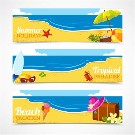 Banner Set Of Summer Beach 463354 Vector Art At Vecteezy