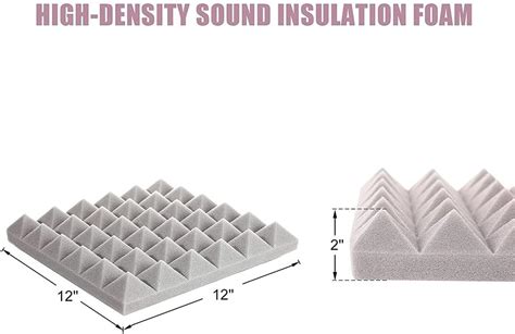 Paquete de 12 paneles acústicos de 2 x 12 x 12 pulgadas paneles