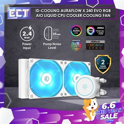 Id Cooling Auraflow X 240 Evo Rgb Aio Liquid Cpu Cooler Cooling Fan