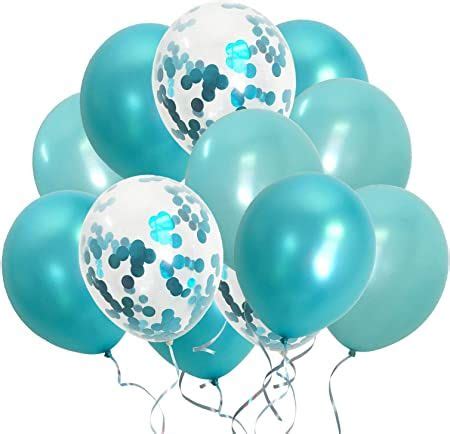 TSOTU Turquoise Balloons Metallic Confetti Teal Balloons for Engagement Bachelorette party ...