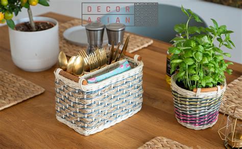 Decorasian Besteckhalter Aus Rattan Besteckkorb Geflochten F R Den