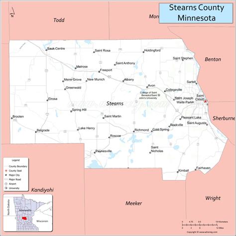 Stearns County Map Minnesota Where Is Located Cities Population