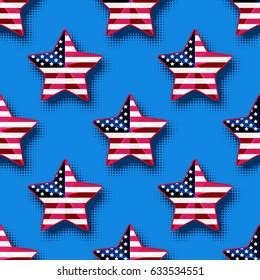 Usa Patriotic Stars Seamless Pattern On Stock Vector Royalty Free