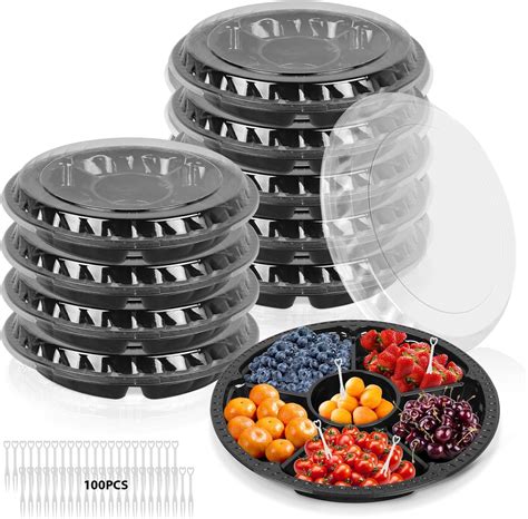 Amazon Pcs Round Plastic Appetizer Tray With Lid