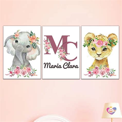 Kit Placas Safari Flores Personalizado Nome X Cm Elo