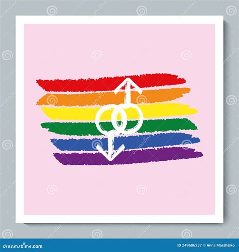 Rainbow Flag With Gender Lgbt Symbol Stock Vector Illustration Of