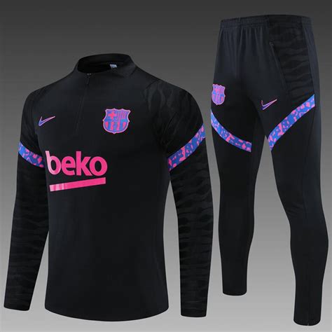 Kit De Treinamento De Futebol Barcelona Manga Longa Preta