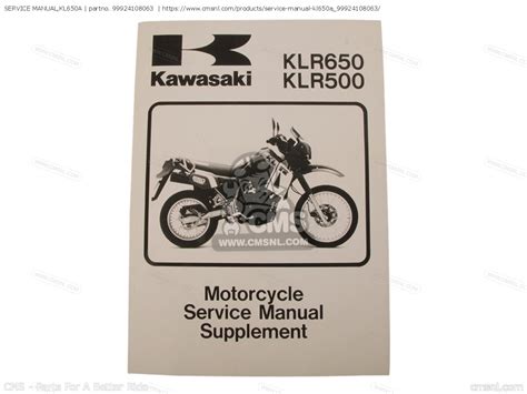 99924108063 Service Manualkl650a Kawasaki Buy The 99924 1080 63 At