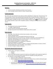 Assignment Secondary Research Summer Docx Marketing Research