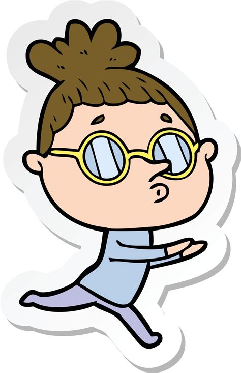 Sticker Of A Cartoon Woman Wearing Glasses 8659945 Vector Art At Vecteezy