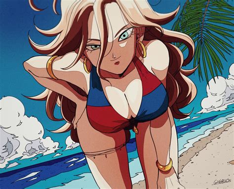 Rule 34 1girls Android 21 Android 21 Human Beach Bent Over Big Breasts Bikini Blue Eyes