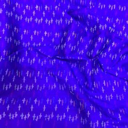 Royal Blue Pure Raw Silk Fabric With Ikat Patola Print Saroj Fabrics