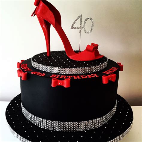 Glam 40th Female Birthday Cake Edible Sugar Shoe Sharpe Edges On 10 Chocol Gâteau D