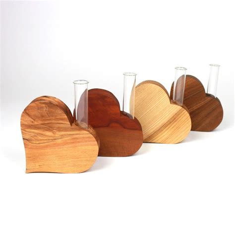 Holzherz Vase Klein Herz Mit Reagenzglas Hinum Und Herum Holz