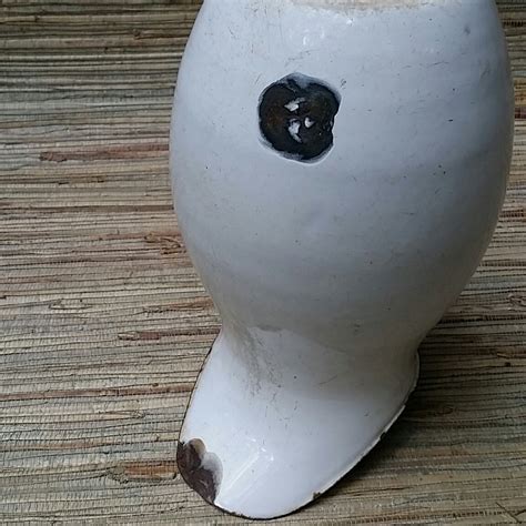 Large White Enamel Ware Pitcher Made In Sweden Vintage Patina