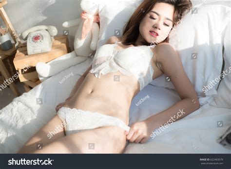 Sexy Beautiful Asian Woman White Lingerie Stock Photo 622463579 Shutterstock