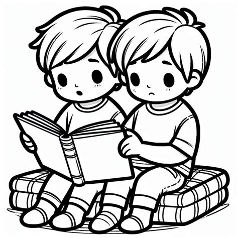 Desenhos De Crianças Lendo Para Colorir - 10