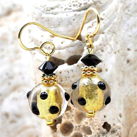 Jo Jo Mini Noir Et Or Pois Boucles D Oreilles Or Bijou En Veritable