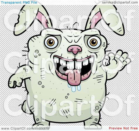 Clipart Waving Ugly Rabbit Royalty Free Vector Illustration By Cory