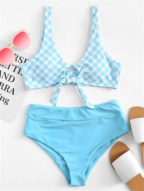 Plaid Knot Bikini Set Bikinis Bikini Set Gingham Fashion