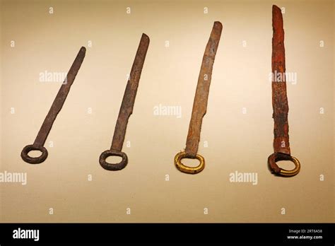 Ancient Chinese Iron Artifacts Unearthed Cultural Relics Stock Photo