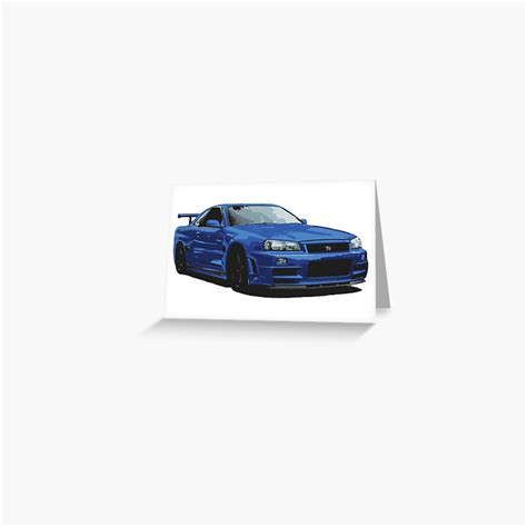 Nissan R34 GTR Skyline Blue Greeting Card For Sale By Chunknozza