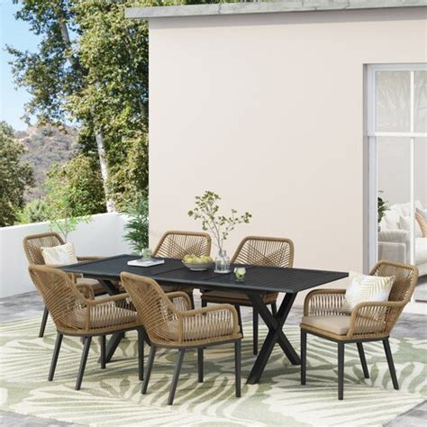 Bayou Breeze Wahl Person Rectangular Outdoor Dining Set With