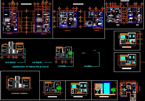 Casa Habitacion Niveles En Autocad Librer A Cad